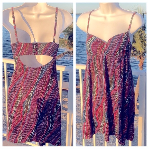 HURLEY SUNDRESS•MULTI COLOR DOTS•CUTOUT IN BACK•sz M (junior) - Picture 4 of 16